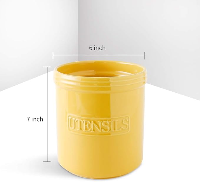KOOV Cooking Utensil Holder, Large Ceramic Utensil Crock, Deep and Stable - Image 3