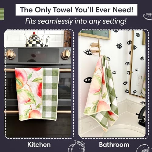 Reversible Microfiber Hand Towel, Aqua Daisy Blue/Orange, 19x29 in | Ultra Absorbent, Modern Design, Scratch-Free Lint-Free For Kitchen Bathroom & Car Cleaning 19x29 Inches, Set of 1 Towel