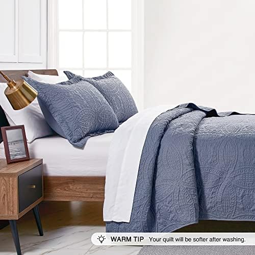 Love's cabin Quilts for Queen Bed Blue Bedspreads - Soft Bed Summer Light...