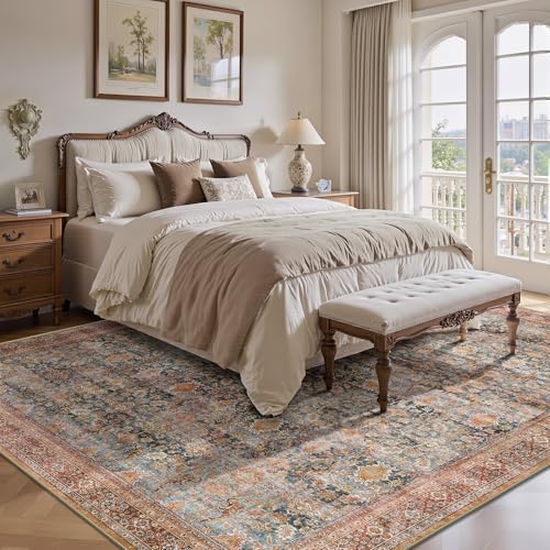 8x10 Area Rugs for Living Room - Washable Vintage Retro Large Rug, Soft Ultra...