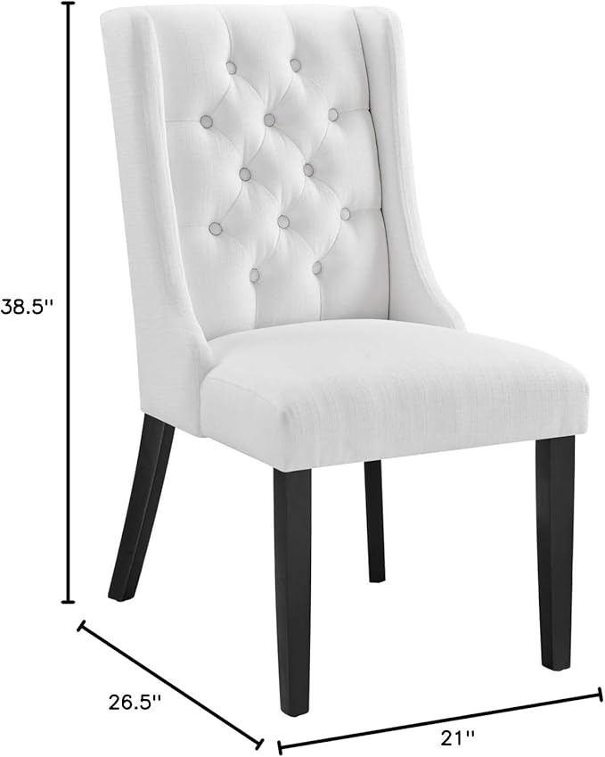 Modway Baronet Button-Tufted Fabric Parsons Dining Chair in White