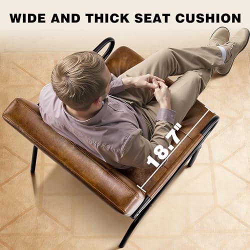 Leather Accent Chairs for Living Room, Mid-Century Modern Reading Chairs for ...