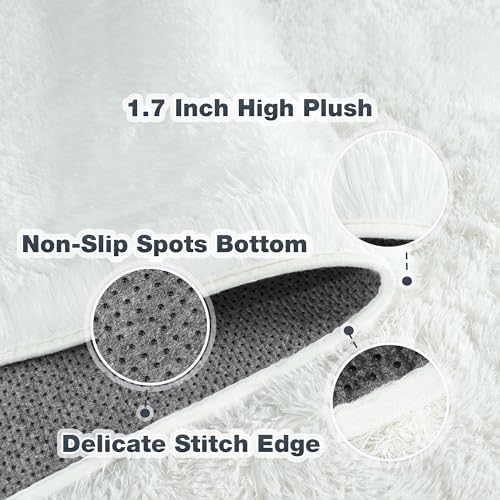 9x12 Large Area Rug, Cream White Soft Ultra Fluffy Plush Rug