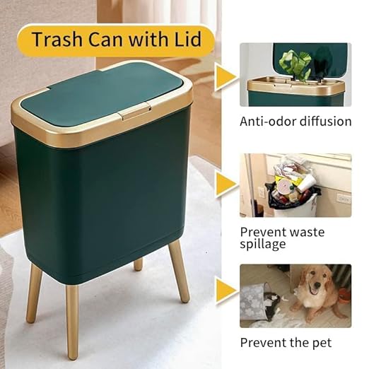 Procade Trash Can with Lid, Small Bathroom Garbage Can with Lid, Plastic Trash