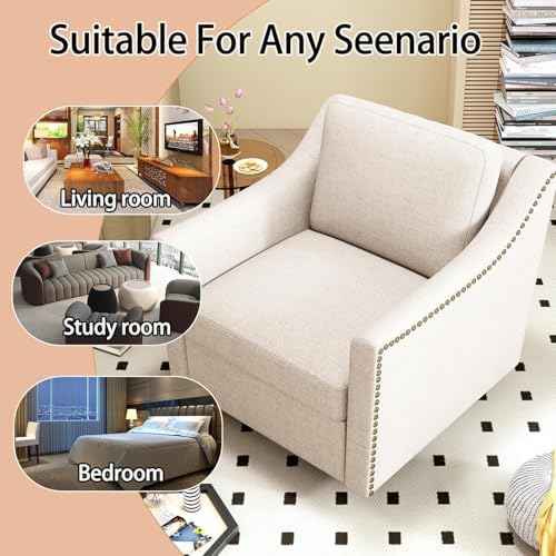 Swivel Accent Chair Set of 2，Armchair，Bronze Nail Decoration Comfy Living Roo...