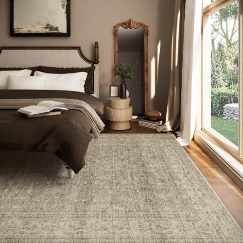 Washable Area Rugs for Living Room: 8x10 Bedroom Rug Non Slip Large Carpet