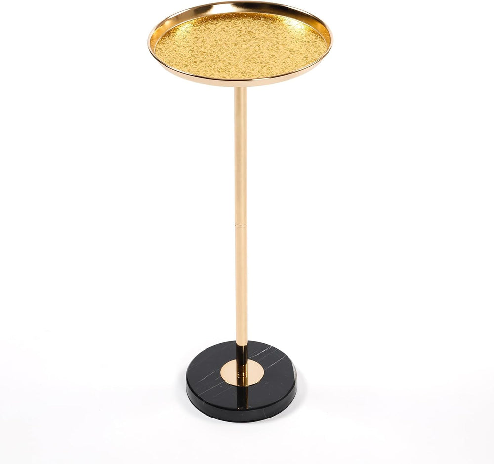 Adjustable Side Table, Small Tea Martini Table, Gold, Natural Marble Decorati...