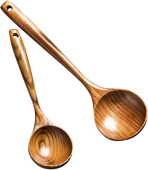 2 Pcs Wooden Spoon Ladle for Cooking Spoons Best Non Toxic Kitchen Tools -14 by Renawe
