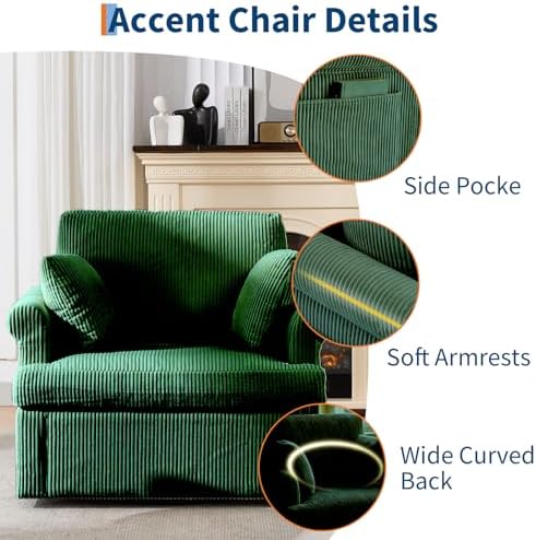 Garvee 39" Modern 360 °Swivel Accent Chair,Large Corduroy Accent Chairs ...