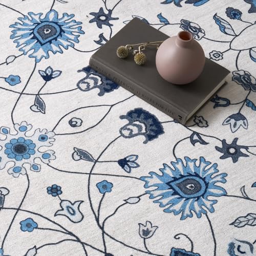 EverGrace Area Rugs for Living Room 8x10, Boho Floral Faux Wool Indoor Outdoo...