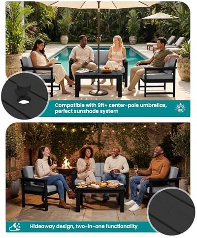 SERWALL 2 Pieces HDPE Cushioned Single Adirondack Armchair Sofa Set