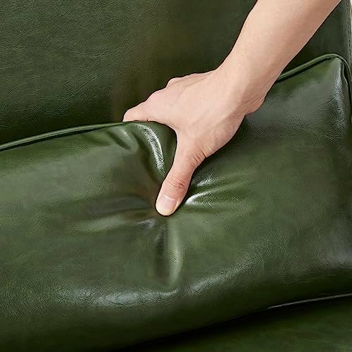 Glitzhome Mid Century Leather Accent Chair, Modern Faux Leather Accent Armcha...