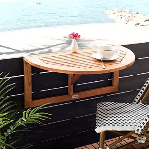 Safavieh PAT7045A Outdoor Collection Owens Natural teak wood Balcony Hanging ...