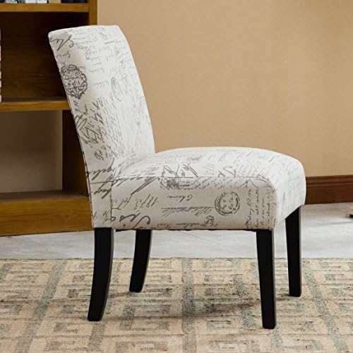 Roundhill Furniture Botticelli Fabric Armless Contemporary Accent Chair, Scri...