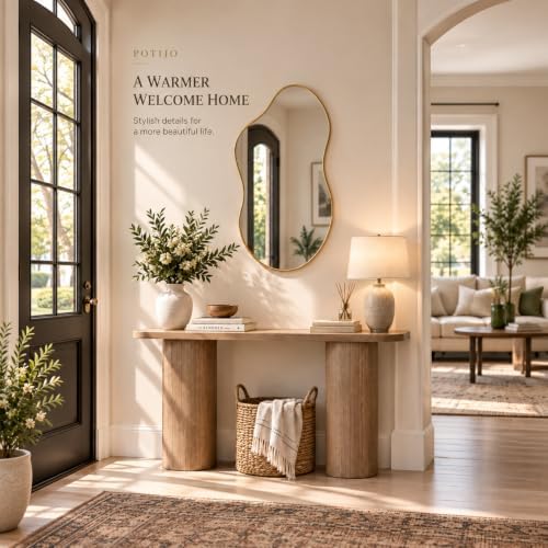 Irregular Wall Mirror 24×40 Inch Wall Mirrors Decorative Gold Modern Asymmetr...