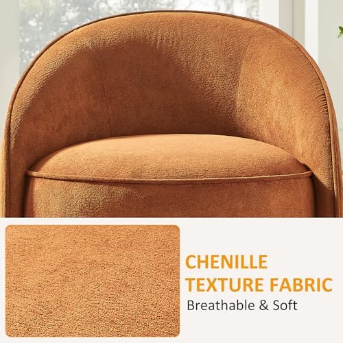 32" W Swivel Barrel Chair Set of 2, 360° Comfy Chenille Curry
