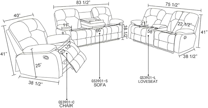 Manual Breathing Leather Reclining Sofa, Leather Recliner Couch, Comfortable ...