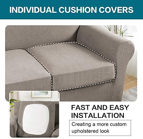Turquoize 3 Piece Sofa Covers for 2 Cushion Couch Sofa Slipcover Soft Couch C...