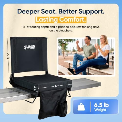BRAWNTIDE Compact Premium Stadium Seat - Built for Long Days on Bleachers