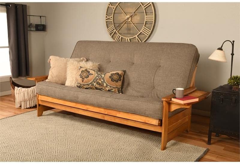 Kodiak Phoenix Queen Futon with Wood Frame and Linen Stone Mattress, Converti...