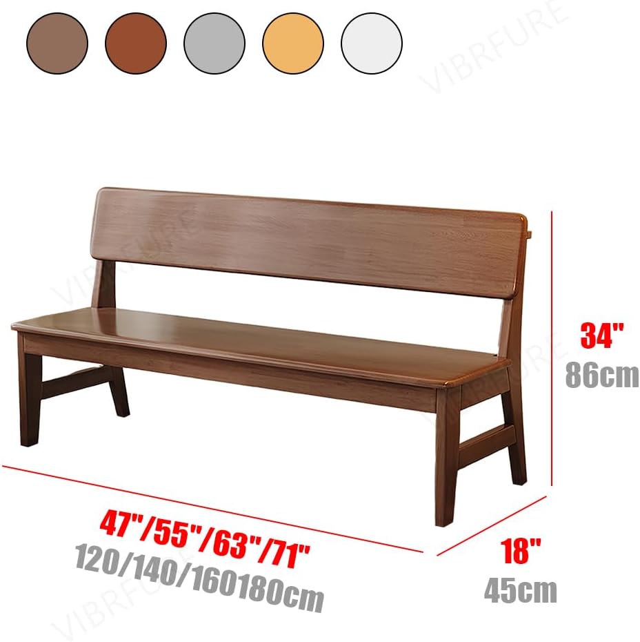 Traditional Wooden Dining Bench with Back, Modern Farmhouse Solid Wood Entryw...