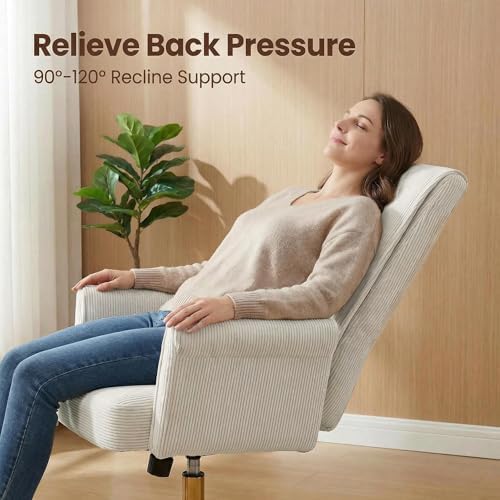 YITAI Stripes Velvet 360°Swivel Desk Chair, Modern Height Adjustable Home Off...