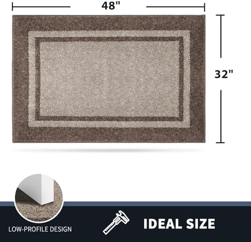 PURRUGS Dirt Trapping Indoor Door Mat, 32" x 48", Beige & Grayi...