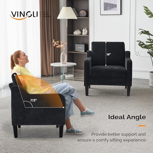 VINGLI Accent Chairs Set of 2, Chenille Upholstered Armchair Living Room
