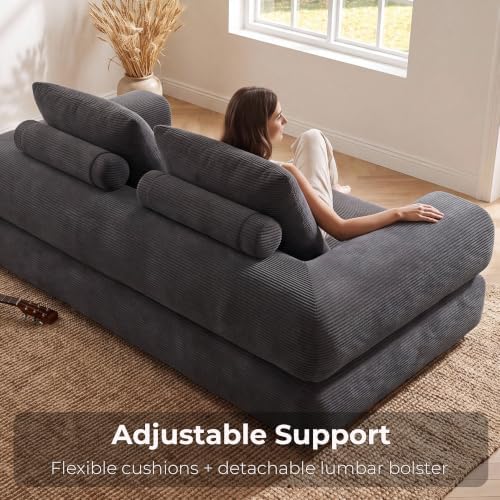 LIKIMIO FlipNest 3-in-1 Convertible Sleeper Sofa, Dark Grey