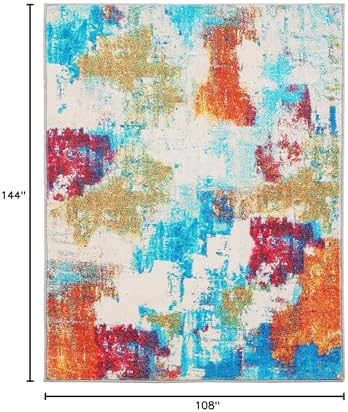 Carvapet Washable 9x12 Colorful Abstract Area Rug Modern Carpet