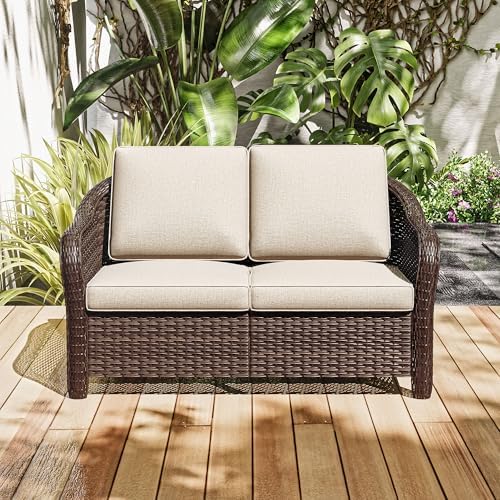 2 Seater Outdoor Patio Couch with Handwoven PE Wicker