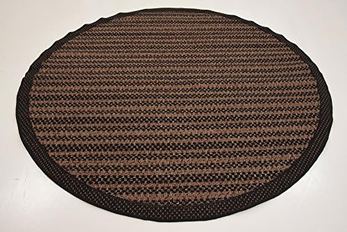 Unique Loom Outdoor Border Collection Area Rug - Checkered (6' Round, Bro...