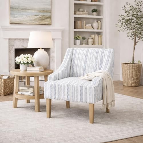 HomePop Swoop Arm Accent Chair - Ivory Stripe