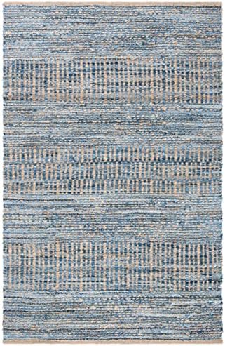 SAFAVIEH Cape Cod Collection Area Rug - 5' x 8', Natural & Blue, ...
