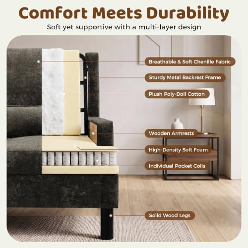 Garvee Wingback Accent Chair for Living Room, Mid-Century Modern Reading Chai...