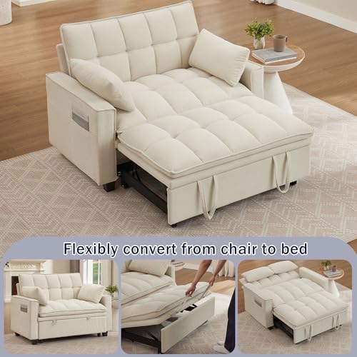 Sleeper Sofa with Pull Out Couch Bed, 48" Convertible Pull-Out Sofa Bed ...