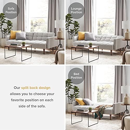 mopio 76.4" Futon (Light Gray, Fabric, Tufted Styled)