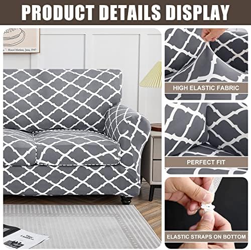 SearchI Stretch Sofa Cover Printed Couch Covers, Floral Pattern 2 Piece Armch...