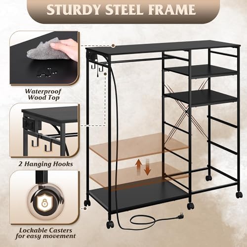 WLIVE LED Dresser for Bedroom, 3 Drawers with Hanging Rack, Black