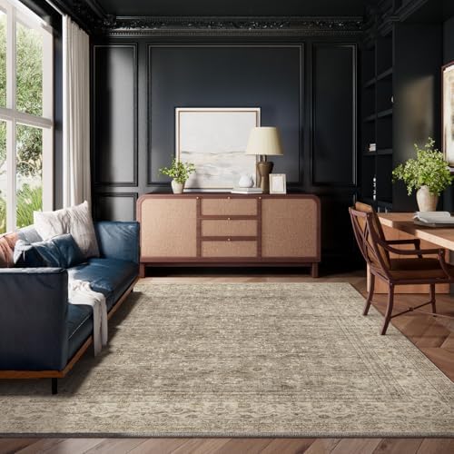 Washable Area Rugs for Living Room: 8x10 Bedroom Rug Non Slip Large Carpet