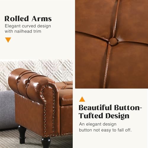 Storage Bed Bench for Bedroom, Faux Leather 67" End of Bed Benches, King...
