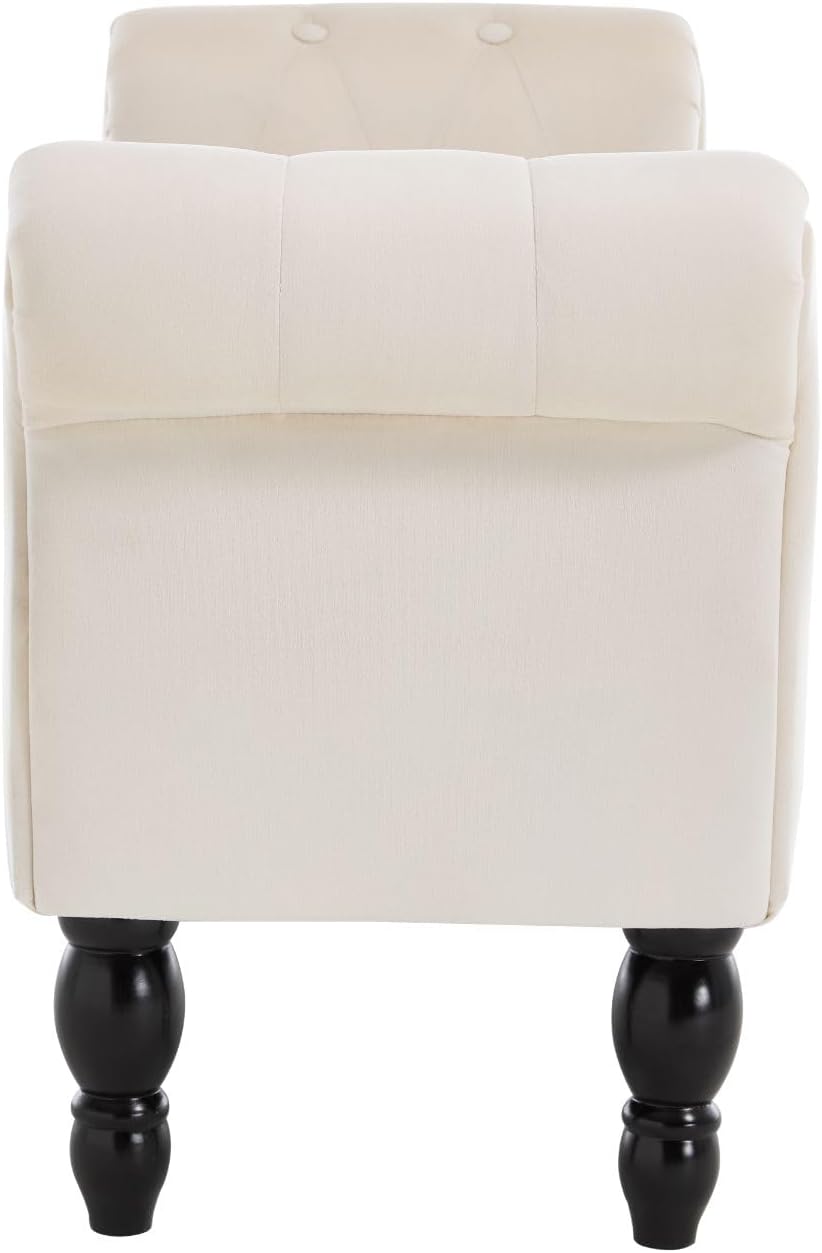 Armed Storage Bench for End of Bed, Modern Velvet Ottoman Bedroom Bench with ...