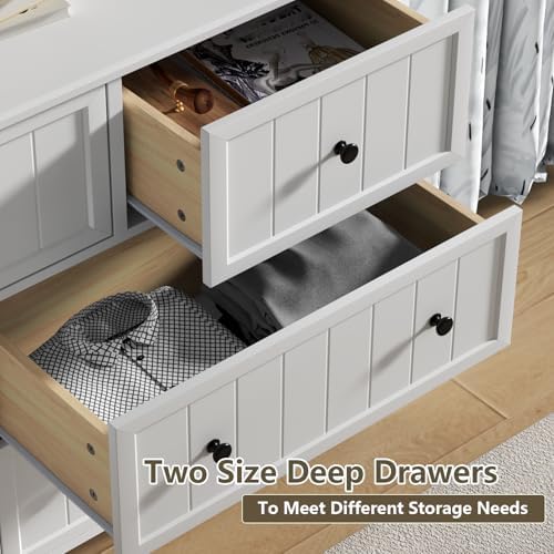 Farmhouse 10 Drawers Dresser for Bedroom, White Dresser Chest of Drawers