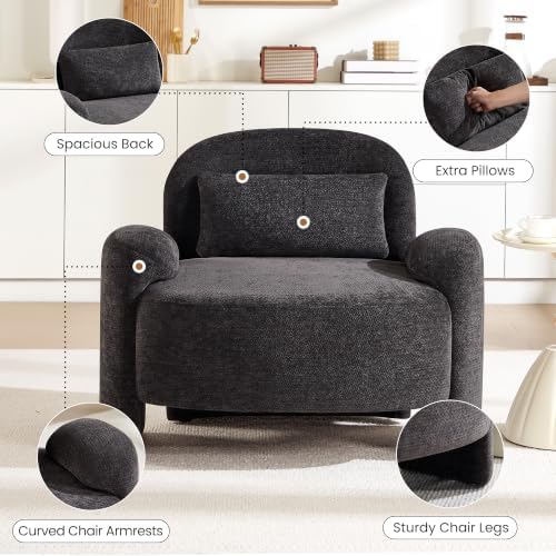 Accent Chair for Living Room, Modern Chenille Fabric Lounge Reading Sofa Chai...