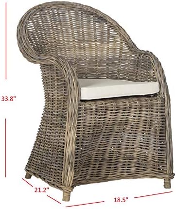 SAFAVIEH Furniture - Zane Club Chair - 17.3" Seat Height - Grey - Rattan...