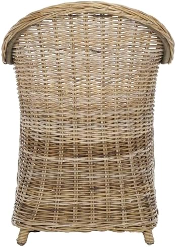 SAFAVIEH Furniture - Zane Club Chair - 17.3" Seat Height - Grey - Rattan...