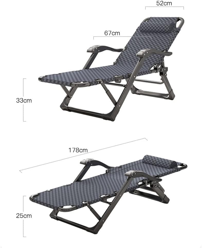 Folding Sun Lounger Adjustable Reclining Lounge Chair Gravity with Pillow and...