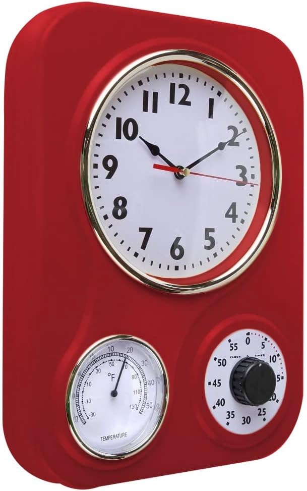 Lily's Home -9.5 Inch x 12.5 Inch -Retro Kitchen Wall Clock, Vintage Wall Clock - Image 2