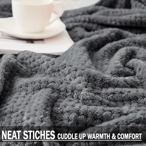 Exclusivo Mezcla Soft Waffle Fleece Bed Blanket King Size, Gray