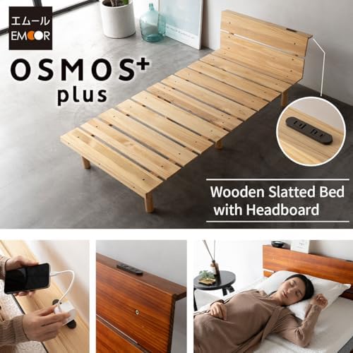 EMOOR Wood Slatted Floor Bed Frame OSMOS Plus Twin for Japanese Futon Mattres...